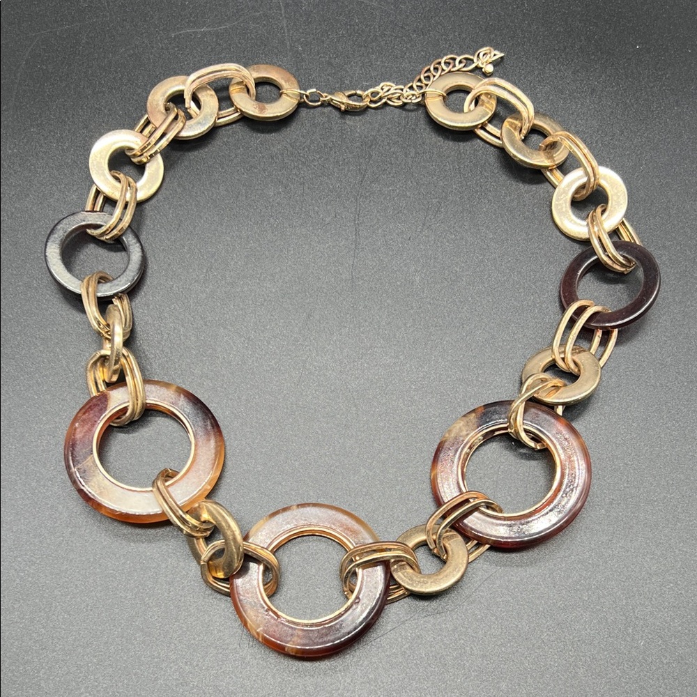 Chunky Tortoiseshell Lucite Link Statement Neckla… - image 6